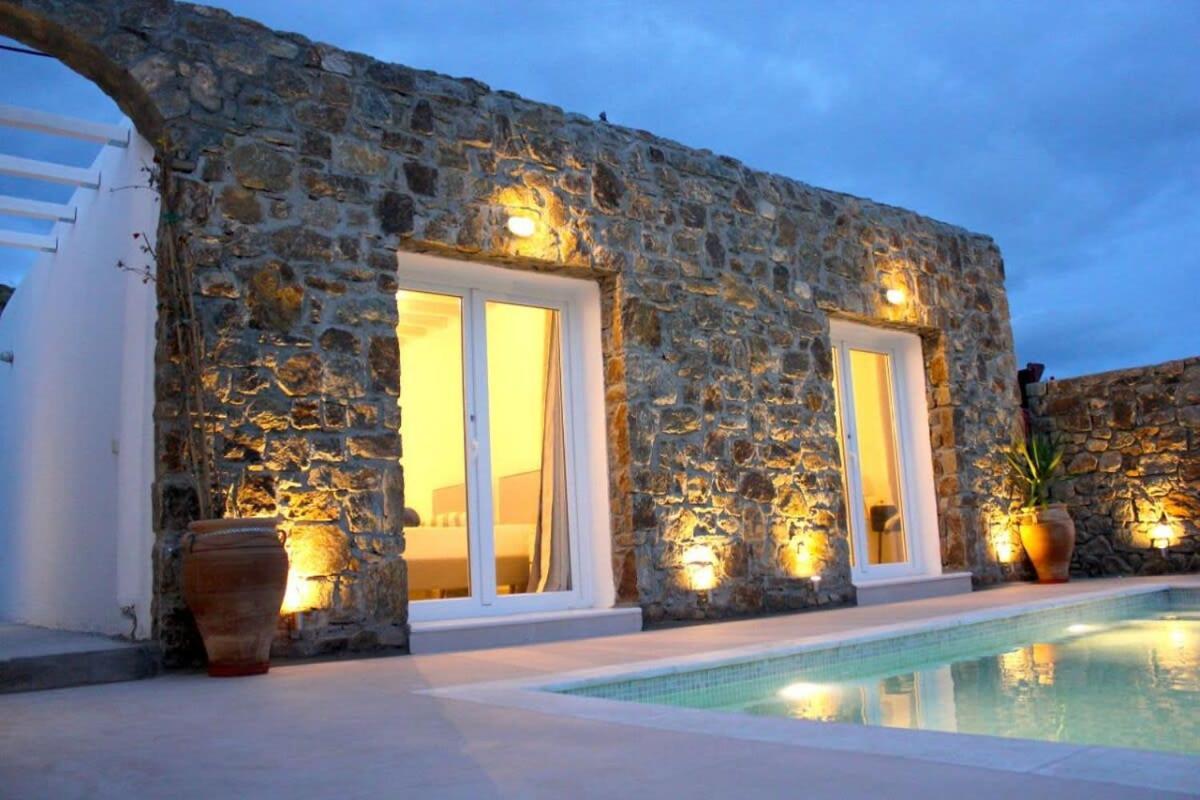 Mykonian Luxury Light Blue Villa With Private Pool Kalafatis Exterior photo